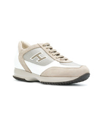 hellbeige Leder niedrige Sneakers von Hogan