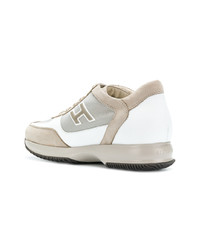 hellbeige Leder niedrige Sneakers von Hogan