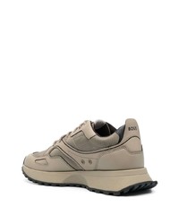 hellbeige Leder niedrige Sneakers von BOSS