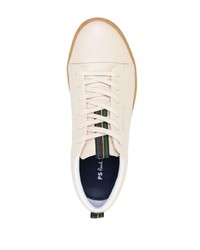 hellbeige Leder niedrige Sneakers von PS Paul Smith
