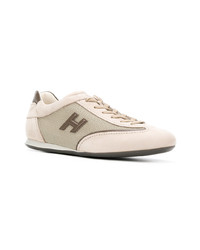 hellbeige Leder niedrige Sneakers von Hogan