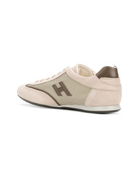 hellbeige Leder niedrige Sneakers von Hogan