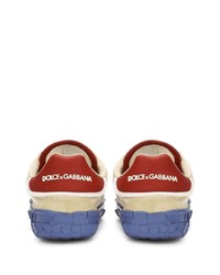 hellbeige Leder niedrige Sneakers von Dolce & Gabbana