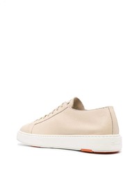 hellbeige Leder niedrige Sneakers von Santoni