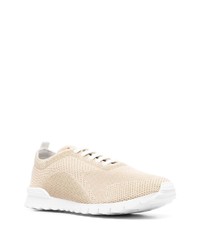 hellbeige Leder niedrige Sneakers von Kiton