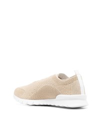 hellbeige Leder niedrige Sneakers von Kiton