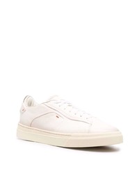 hellbeige Leder niedrige Sneakers von Santoni