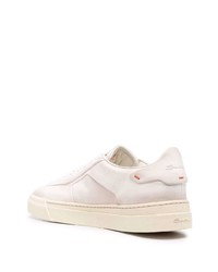 hellbeige Leder niedrige Sneakers von Santoni