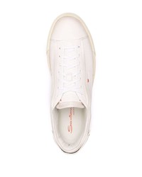 hellbeige Leder niedrige Sneakers von Santoni