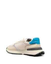 hellbeige Leder niedrige Sneakers von Philippe Model Paris