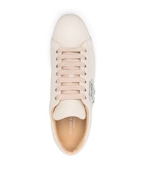 hellbeige Leder niedrige Sneakers von Philipp Plein