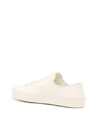 hellbeige Leder niedrige Sneakers von Jil Sander