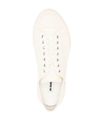 hellbeige Leder niedrige Sneakers von Jil Sander