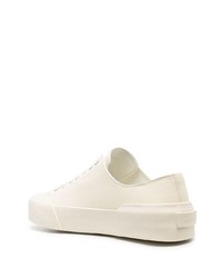 hellbeige Leder niedrige Sneakers von Jil Sander