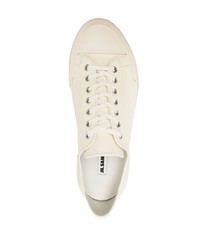 hellbeige Leder niedrige Sneakers von Jil Sander