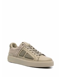 hellbeige Leder niedrige Sneakers von Balmain