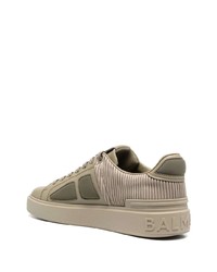 hellbeige Leder niedrige Sneakers von Balmain