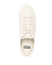 hellbeige Leder niedrige Sneakers von Diesel