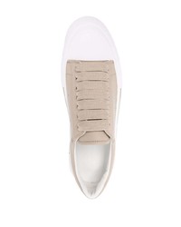 hellbeige Leder niedrige Sneakers von Alexander McQueen