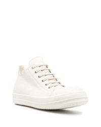 hellbeige Leder niedrige Sneakers von Rick Owens