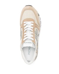 hellbeige Leder niedrige Sneakers von Premiata