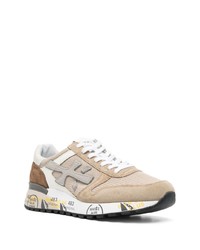 hellbeige Leder niedrige Sneakers von Premiata