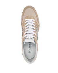 hellbeige Leder niedrige Sneakers von Premiata