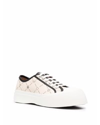 hellbeige Leder niedrige Sneakers von Marni