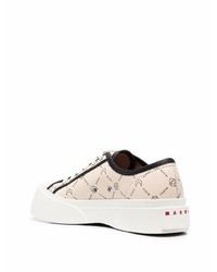 hellbeige Leder niedrige Sneakers von Marni