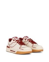 hellbeige Leder niedrige Sneakers von Dolce & Gabbana