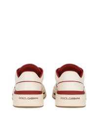 hellbeige Leder niedrige Sneakers von Dolce & Gabbana