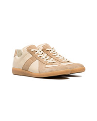 hellbeige Leder niedrige Sneakers von Maison Margiela