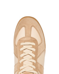 hellbeige Leder niedrige Sneakers von Maison Margiela