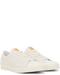 hellbeige Leder niedrige Sneakers von Tom Ford