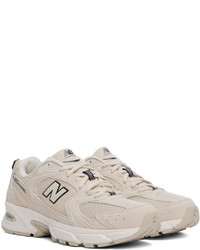 hellbeige Leder niedrige Sneakers von New Balance