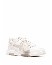 hellbeige Leder niedrige Sneakers von Off-White