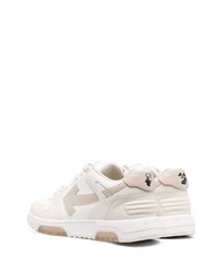 hellbeige Leder niedrige Sneakers von Off-White