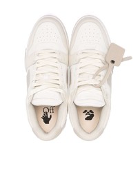 hellbeige Leder niedrige Sneakers von Off-White