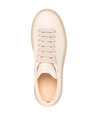 hellbeige Leder niedrige Sneakers von Alexander McQueen