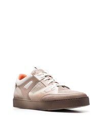 hellbeige Leder niedrige Sneakers von Santoni