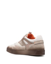 hellbeige Leder niedrige Sneakers von Santoni