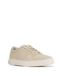 hellbeige Leder niedrige Sneakers von Salvatore Ferragamo