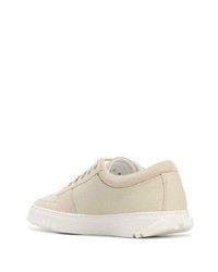 hellbeige Leder niedrige Sneakers von Salvatore Ferragamo