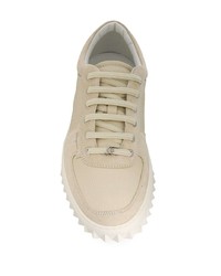 hellbeige Leder niedrige Sneakers von Salvatore Ferragamo