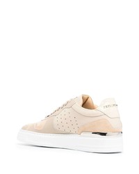 hellbeige Leder niedrige Sneakers von Philipp Plein