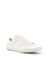 hellbeige Leder niedrige Sneakers von Tom Ford