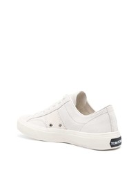 hellbeige Leder niedrige Sneakers von Tom Ford