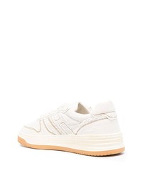 hellbeige Leder niedrige Sneakers von Hogan