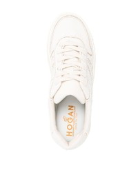 hellbeige Leder niedrige Sneakers von Hogan