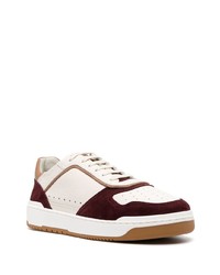 hellbeige Leder niedrige Sneakers von Brunello Cucinelli